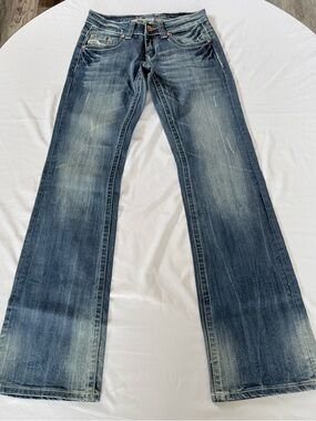 Cowgirl Tuff Jeans Saddle Ready Size 25x35  Distressed Western Cowboy Bootcut